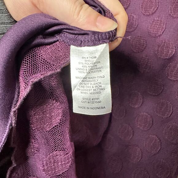 Y2K En Focus Studio Retro Sheath Dress Lace Layered Mini Purple Polka Dot Size 6 - Picture 5 of 6